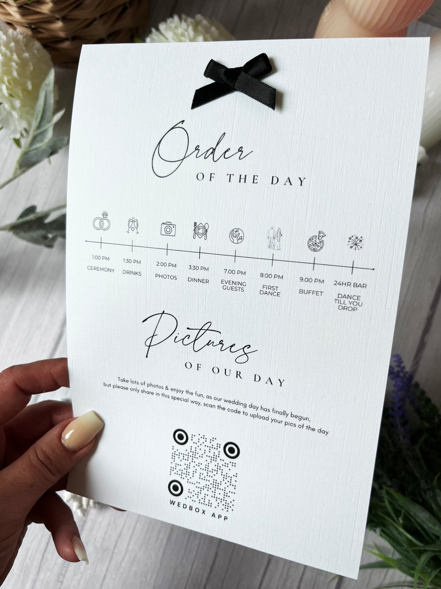 Wedding Order of the Day & Seating Plan Card
