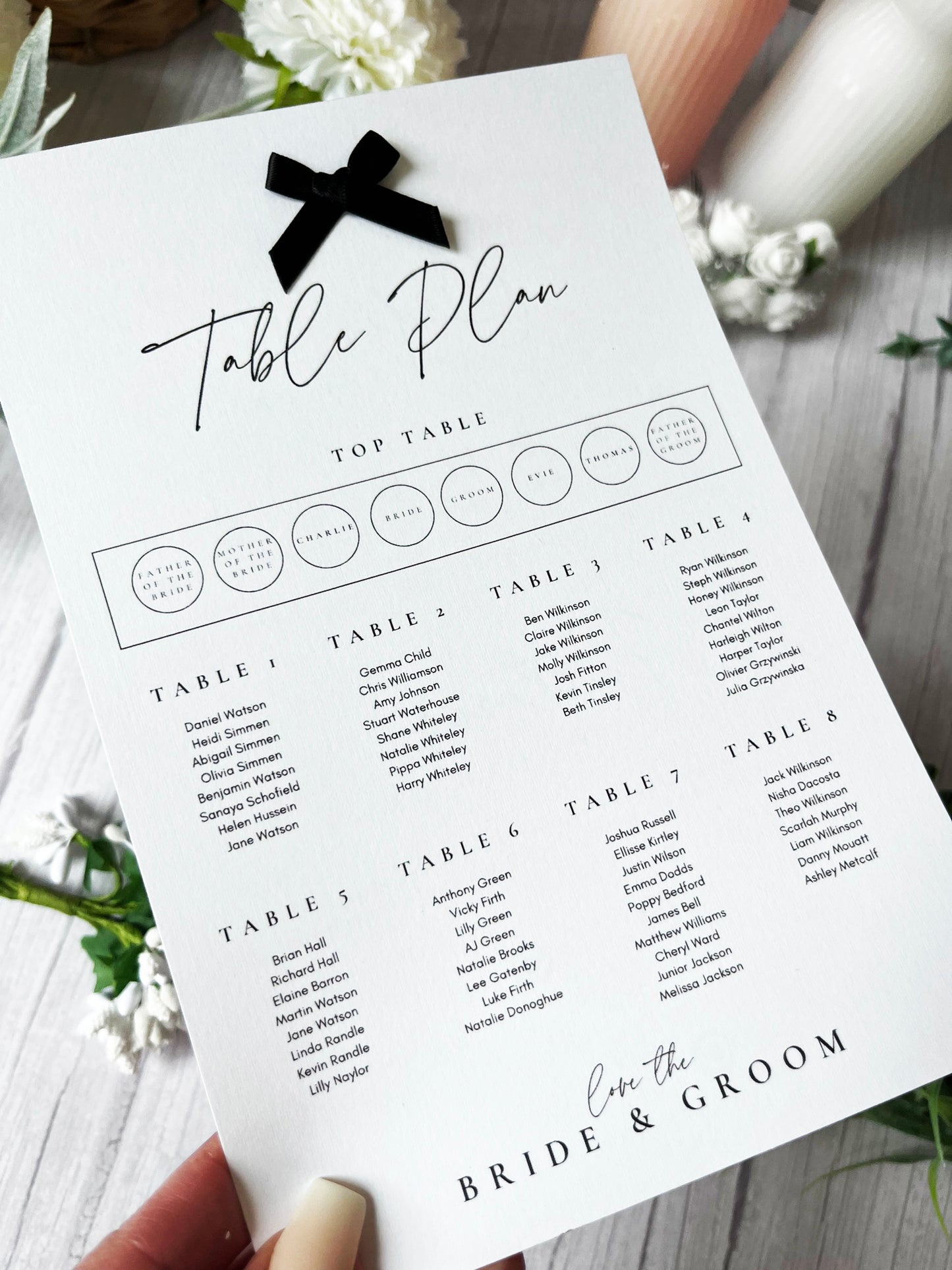 Wedding Order of the Day & Seating Plan Card
