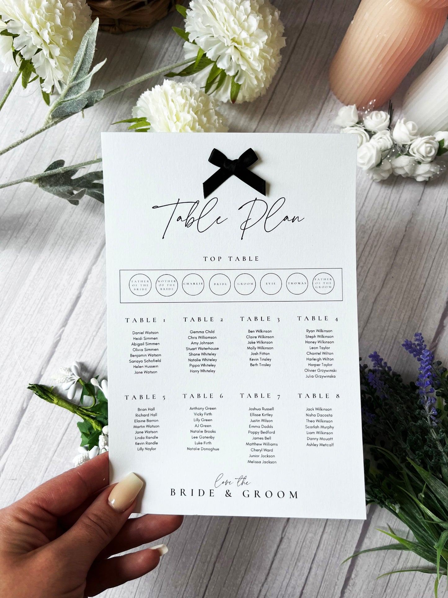 Wedding Order of the Day & Seating Plan Card