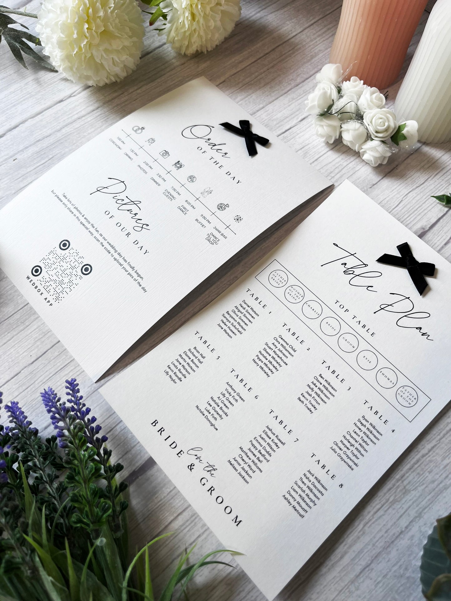 Wedding Order of the Day & Seating Plan Card
