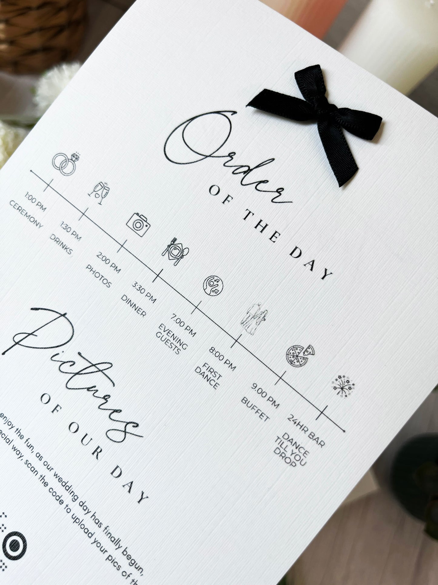 Wedding Order of the Day & Seating Plan Card