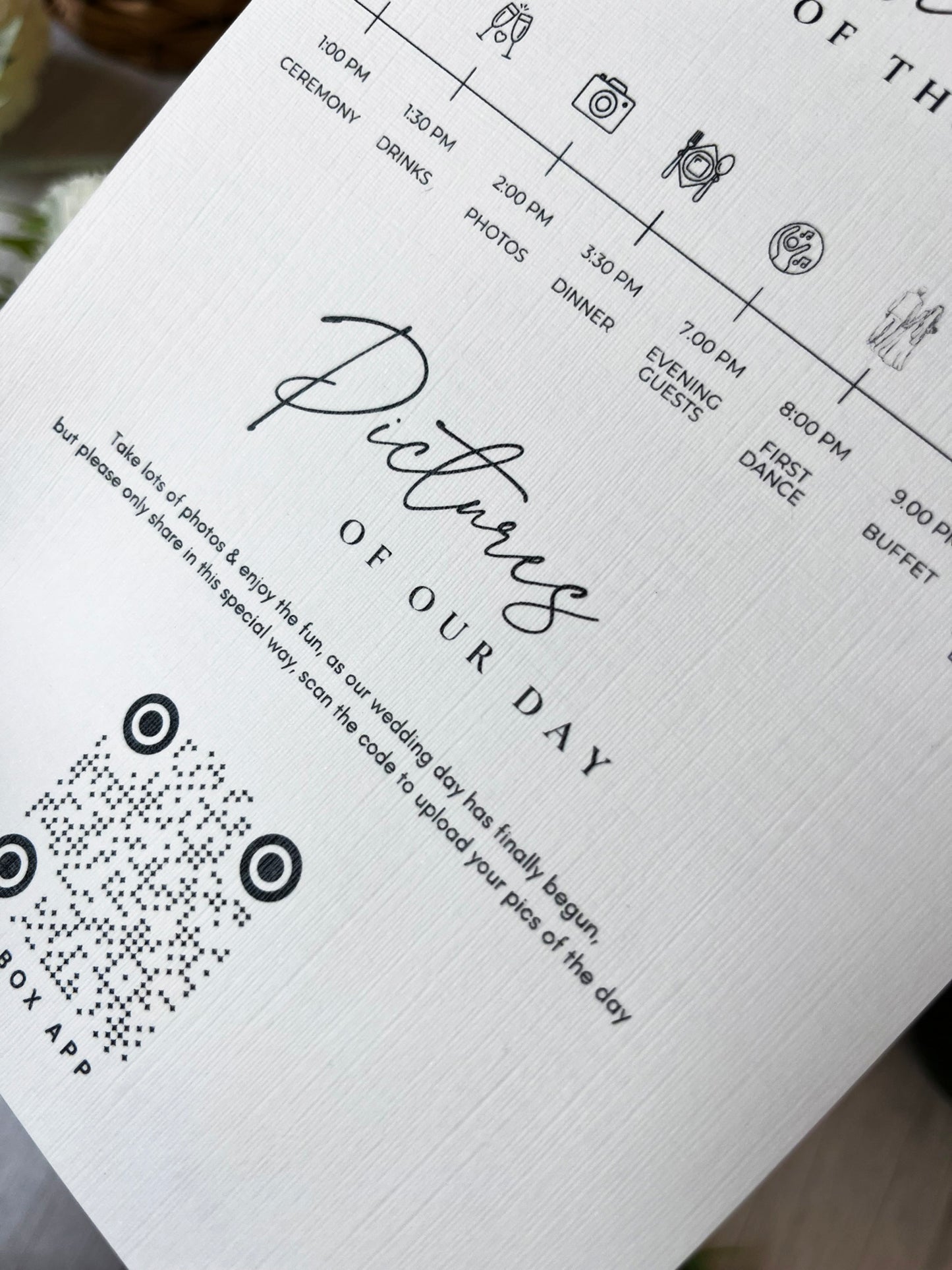 Wedding Order of the Day & Seating Plan Card