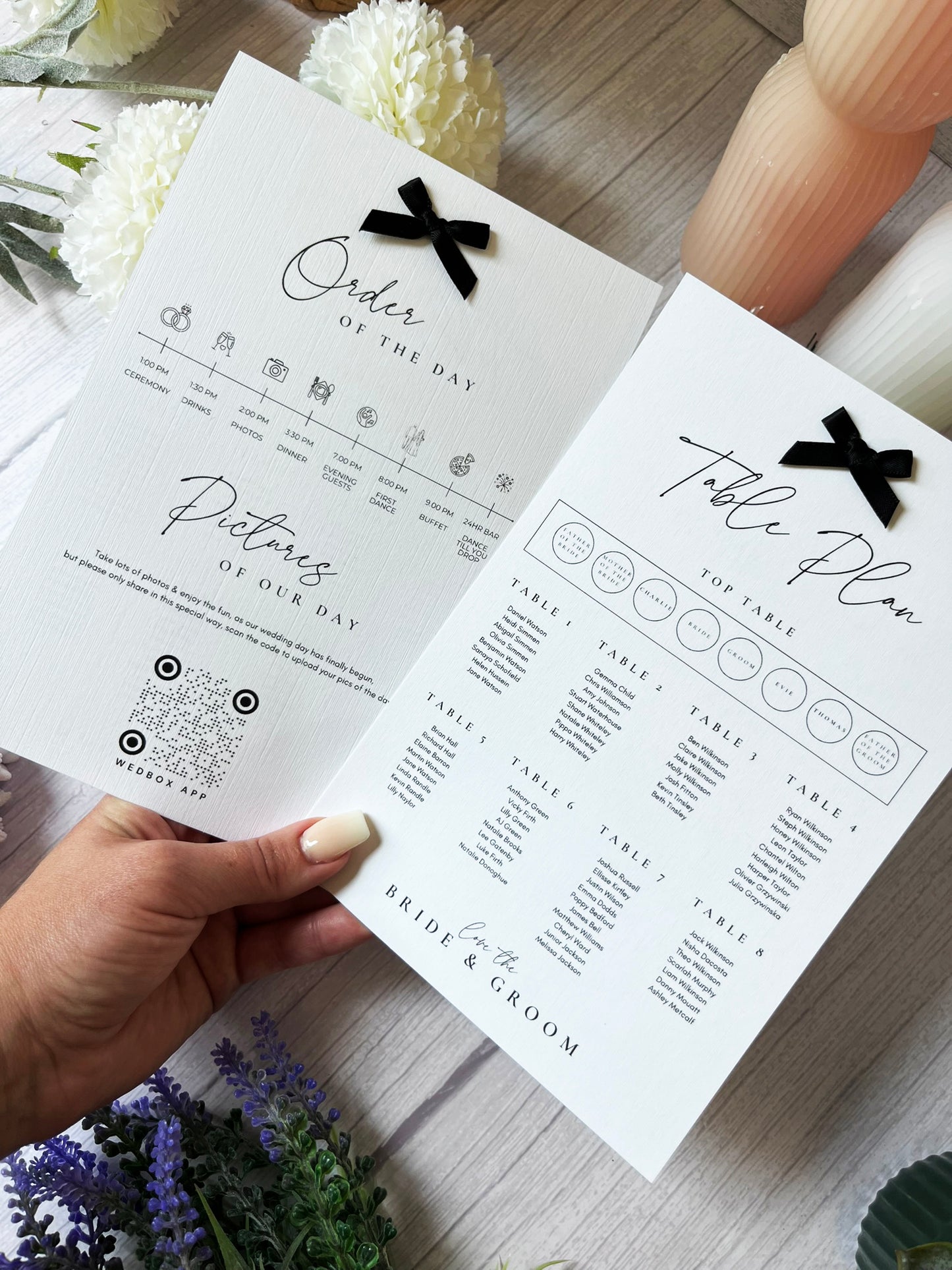 Wedding Order of the Day & Seating Plan Card